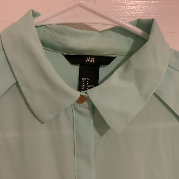 Teal Long Sleeve H&M Button Down Size Size 4 - Picture 4 of 8